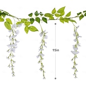 baratos Flor artificial-Guirlanda de flores artificiais de glicínia, 4 peças no total, 8,8 metros de comprimento, flor de seda artificial de glicínia para pendurar em casa, jardim, cerimônia ao ar livre, arco floral de casamento.