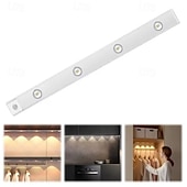 رخيصةأون ضوء مجلس الوزراء-مصابيح ذكية تعمل بمستشعر حركة على شكل عين قطة للخزائن، 30/40/50 سم، إضاءة LED ثلاثية الألوان قابلة للتعتيم، قابلة لإعادة الشحن عبر منفذ USB، مزودة بمشبك مغناطيسي، لا تحتاج إلى أسلاك، مصباح ليلي متعدد