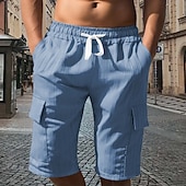cheap Classic-Men's Tactical Shorts Cargo Shorts Shorts Casual Shorts Drawstring Pocket Elastic Waist Plain Comfort Breathable Knee Length Casual Outdoor Vacation Vacation Fashion Navy Blue Micro-elastic