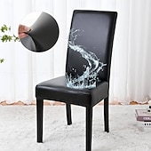 voordelige Hoes voor eetkamerstoel-Waterdichte, elastische stoelhoes van PU-leer, verdikte antislip beschermhoes voor hoge rugleuningen, geschikt voor thuis, hotel en eetkamerstoelen.