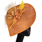 cheap Fascinators-Fascinators Polyester Wedding Birthday Vintage Cute Retro With Feather Headpiece Headwear