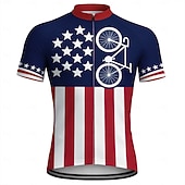  America's 250th Anniversary Independence Day Men Cycling Jersey Downhill Jersey American US Flag Short Sleeve Bike Jersey T Shirt with 3 Rear Pockets UV Resistant Fast Dry With Pockets Front Zipper