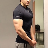 Χαμηλού Κόστους T-shirts και αμάνικα μπλουζάκια για τρέξιμο-Ανδρικά Μονόχρωμο Tricou de Alergat Μπλούζα συμπίεσης Καλοκαίρι Άνοιξη Φθινόπωρο Κοντομάνικο Γρήγορο Στέγνωμα Συμπίεση Ύγρανση Γυμναστήριο προπόνηση Ενεργή εκπαίδευση Ασκηση Μαύρο ΑΘΛΗΤΙΚΑ ΡΟΥΧΑ