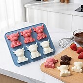 abordables Accessoires pour glaçons-Moule à glaçons mini vache des Highlands, bac à glaçons 3D mignon en silicone pour whisky et cocktails &amp;machine à glaçons réutilisable en forme d'animal pour boissons, accessoires de bar, café glacé