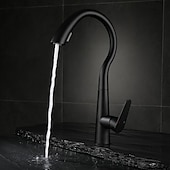 זול ברזים למטבח-ברז כיור מטבח עם מרסס נשלף, ברז מטבח מסחרי בעל ידית אחת בקשת גבוהה