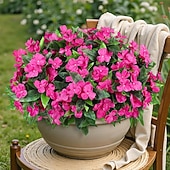 abordables Flores artificiales-6 ramos de flores artificiales de impatiens para decoración de exteriores, ramo de flores de seda, plantas artificiales resistentes a los rayos UV para primavera y verano, jardín, porche, ventana,