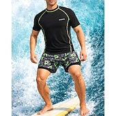 Недорогие Мужская Сёрфинг Одежда-Муж. Стандарт Рашгард из 2 частей Рубашка для серфинга Купальник-шорты Графика Кулиска С компрессионным вкладышем УФ-защита от солнца Быстровысыхающий Дышащий Без рукавов С короткими рукавами