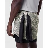 お買い得  ランニングショーツ-男性用 ランニングショーツ アスレチックショーツ ジムショーツ ドローストリング ポケット 2 イン 1 コンプレッションライナー付き ショートパンツ カジュアル 日常 アウトドア 夏 春 速乾性 ライトウェイト 吸汗性 ジムトレーニング 屋外 アスレチック レギュラー スポーツウェア アクティブウェア ブルー ブラック カモフラージュ