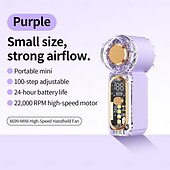 abordables Ventilateurs-Ventilateur portable de poche, mini ventilateur haute vitesse 22 000 tr/min avec 100 vitesses, autonomie de 24 h, écran LED, ventilateur turbo personnel idéal pour les voyages et les activités de