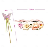 economico Outfit-Set Medievale Rinascimento Elegante Lunghezza al ginocchio Gonna Ali Copricapo con accessori Fata Farfalla Floreale Costume Ragazze Fantasia Halloween Carnevale Feste Fiera Rinascimentale Bambini