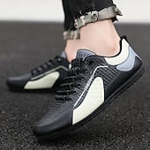 baratos Tênis Casuais-Homens Vintage Casual Diário Pele PU Confortável Com Cadarço Preto Cáqui Cinzento Verão Primavera Outono