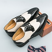 levne Brogue boty-Pánské červeno-černé oxfordské boty s krokodýlím vzorem, šněrovací lakované kožené společenské boty, módní společenská obuv na svatby, bankety, večírky, maturitní plesy, divadelní vystoupení a výrazné večerní nošení.