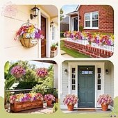 お買い得  造花-屋外用UV耐性フェイクパンツ春の花の造花24束、屋外プランター、結婚式、自宅、庭、パティオ、ポーチの装飾（8色）