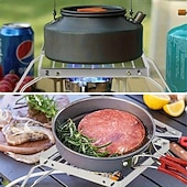 voordelige Grills voor buiten koken-Opvouwbare roestvrijstalen vuurkorfstandaard voor buiten, beschermt voedsel tegen direct contact, geschikt voor kamperen, barbecueën, koken en verwarmen. Een essentieel accessoire voor buitenkoken.