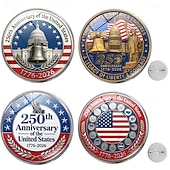 olcso Az Egyesült Államok 250. évfordulója-4 db-os amerikai 250. évfordulós hajtókatű 1776-2026 hazafias fehér sas szabadságharang emlékbross szuvenír hazafiaknak veteránok gyűjtők hátizsák dzseki dekoráció
