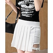 cheap Women's Skirts &amp; Skorts-Women's Solid Colored Casual Skirt Tennis Skirts with Shorts Sport Skirt Sleeveless Pleated Pocket High Waist Elastic Sweat-Wicking Breathable Tennis Golf Pickleball Skirt Black White Wine Tennis