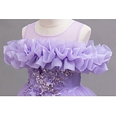 cheap Party Dresses-Kids Girls' Party Dress Solid Color Sleeveless Wedding Performance Elegant Fashion Sweet Cotton Blend Polyester Maxi Summer Spring Fall 4 years+ Purple