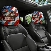 abordables 250º Aniversario-2 fundas para reposacabezas de coche con diseño de bandera estadounidense, con estampado de estrellas y rayas rojas, blancas y azules, ajuste universal, fácil de limpiar, suave y cómoda, ideal para