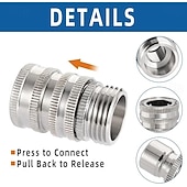 billige Vanning og irrigasjon-Hurtigkoblingssett for hageslange i rustfritt stål, 3/4 tommers rustfritt stål, hurtigkobling, utendørs vanning, vanning, sprinkleranlegg, slangeadapter, hage