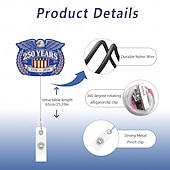 economico 250° Anniversario degli Stati Uniti-Porta badge retrattile per il 250° anniversario dell'America con clip a coccodrillo, porta badge identificativo per il 250° anniversario dell'indipendenza, accessori per il 4 luglio 1776-2026, regalo