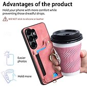 cheap 2026 Samsung Galaxy S26 Series-Phone Case For Samsung Galaxy S26 S25 Edge S24 S23 FE S22 Plus  Ultra A56 A36 A26 A16 A06 Wallet Case with Wrist Strap Shockproof TPU PU Leather