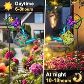 voordelige Pathway Lights &amp; Lanterns-buitenzonne-metalen vlinder &amp;Bloemgieter met prikverlichting, IP65 waterdicht, decoratieve ledlamp voor tuin, terras, erf, pad, gazon, villa, feest, verjaardag &amp; vakantie