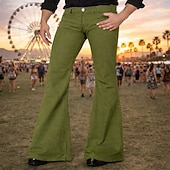  Retro Vintage 1970s Long Length Trousers Bell Bottom Pants Flared Trousers Hippie Solid Color Fancy Dress Men's Masquerade Daily Wear Pride Parade Pride Month Adults' Pants Spring & Summer