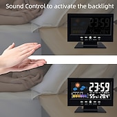 cheap Testers &amp; Detectors-Intelligent Multi-function Voice-controlled Digital Weather Clock With Backlight, Temperature And Humidity Measurement, Weather Forecast, Electronic Clock, And Alarm Clock