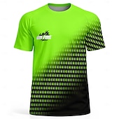 お買い得  ランニングTシャツとタンクトップ-男性用 サッカーユニフォーム 幾何学模様 勾配 文字＆番号 ランニングトップ アスレチックTシャツ 夏 半袖 UPF 50 速乾性 吸汗性 高通気性 トーナメント サッカー ジム ランニング しつけ用品 スポーツ グリーンとブラック スポーツウェア アクティブウェア