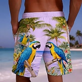  Ανδρικά Δέντρο καρύδας Παπαγάλος Τροπικά φυτά Μαγιό Βερμούδα Σορτσάκια Κολύμβησης Σορτς παραλίας Μεσαία Μέση Χαβανέζα Διακοπές στην παραλία Πλαϊνές τσέπες Διχτυωτή επένδυση Ελαστική μέση με κορδόνι
