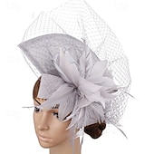 cheap Fascinators-Fascinators Net Wedding Birthday Elegant Vintage Cute With Feather Tulle Headpiece Headwear