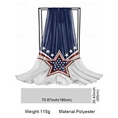  Women's Patriotic Polyester Chiffon Scarf, Lightweight Breathable Star Print Fashion Wrap for America 250th Celebration, Independence Day, Daily Casual Wear and Vacation Travel