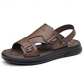 ieftine Sandale casual-Sandale de vară pentru bărbați, maro deschis, cu barete reglabile – piele moale, ușoare, casual, perfecte pentru plajă, activități în aer liber și utilizare zilnică