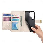 cheap 2026 Samsung Galaxy S26 Series-Phone Case For Samsung Galaxy S26 S26 Plus S26 Ultra Wallet Case Flip Cover with Stand Holder Zipper with Wrist Strap Tree Retro TPU PU Leather