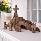 economico Pasqua-Tomba vuota, scena pasquale e decorazione a croce, set di scene di resurrezione pasquale in legno, decorazioni per presepe di Gesù per regali religiosi da tavolo per ufficio domestico e cristiani