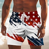  Herren 250. Jahrestag des Unabhängigkeitstages der USA am 4. Juli US Flagge Gefütterte Shorts 2 in 1 Badeshorts Badeshorts Mittlere Taille Patriotisch Ferien Seitentaschen Mit Kompressionsfutter