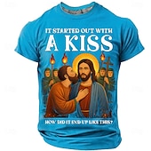  Heren Bijbel Het Begon Met Een Kus Judas Kust Jezus Religieuze Parodie Grafisch T-shirt Hoe Is Het Zo Eindegekomen Grappige Christelijke Meme Casual Geschenk Designer Kleding Apparel