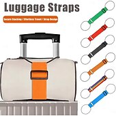 baratos armazenamento de bagagem e viagem-Conjunto de 4 cintas de bagagem ajustáveis e resistentes com trava de segurança para malas, bolsas de viagem e mochilas. Cintas de viagem confiáveis para homens e mulheres, que previnem a perda de