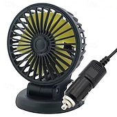 voordelige Autofanaten-Autoventilator, 12V sigarettenaansteker- of USB-voeding voor in de auto, opvouwbare dashboardventilator met 360° rotatie, krachtige koelventilator met 5 bladen voor auto, vrachtwagen, SUV, camper,