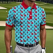 tanie Męska koszulka polo do golfa-Męskie Geometryczny Golf Koszulki sportowe polo Krótki rękaw Koszulki polo Koszule z kołnierzykiem Codzienny Athleisure Guziki Lato Niebieski Fioletowy Pomarańczowy