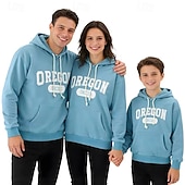 cheap Daily Family Matching-Family Tops Letter Casual Print Red Light Purple Beige Long Sleeve Active Matching Outfits