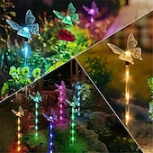 cheap Pathway Lights &amp; Lanterns-6 Head Solar Lights, Outdoor Butterfly Lights, Courtyard Garden Waterproof Decoration, Lawn Atmosphere Lights, Ip66 Waterproof, 1 Set
