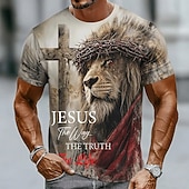 baratos Camisetas de fé-Camiseta 250º Aniversário da América Cruz Bíblia Cruzadeiros Masculina T Shirt Manga Curta Tee Impressão 3D Camisa de Gola Redonda Religiosa Casual Diário Festa Caqui Verão Primavera Roupas Acessórios