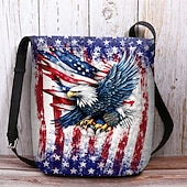 abordables Accessoires-Sac bandoulière femme en polyester, bandoulière ajustable, imprimé audacieux d'aigle et de drapeau américain, parfait pour le 250e anniversaire des États-Unis, la fête de l'indépendance et au quotidien.
