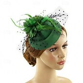 cheap Fascinators-Fascinators Feather Fabric Wedding Birthday Elegant Vintage Cute With Feather Floral Headpiece Headwear