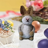  6 יחידות ממולאות סל פסחא ארנב לבד מחט, בובת פרווה מיניאטורית מצמר בעבודת יד, צעצוע בסגנון ארנב, מתנה רכה ואביבית לילדים בנות בנים, עיצוב חדר ילדים בהשראת וולדורף