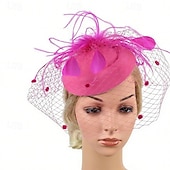 economico Fascinatori-Fascinator Piume Rete Matrimonio Compleanno Vintage Carino Retrò Con Piuma Tulle Copricapo Copricapo