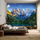 preiswerte Wandteppiche-Natur, Wald, See und Sonnenlicht – realistische 3D-Landschaft, Wandteppiche mit grünen Bäumen und blauem Himmel, sommerliche Landschaft, ideal für Schlafzimmer, Wohnzimmer, Homeoffice.
