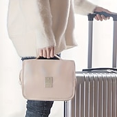 abordables stockage de bagages et de voyage-Trousse de toilette en sergé, grande capacité, portable et multifonctionnelle, idéale pour les voyages. Trousse de toilette unisexe avec crochet de suspension, pochette à maquillage, organisateur de
