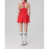 cheap Women's Tennis Dress-Women's Solid Colored Tennis Dress with Shorts Sports Dress Sleeveless Patchwork Backless Elastic Sweat-Wicking Breathable Tennis Badminton Outdoor Exercise Round Neck Dress Black White Red Tennis